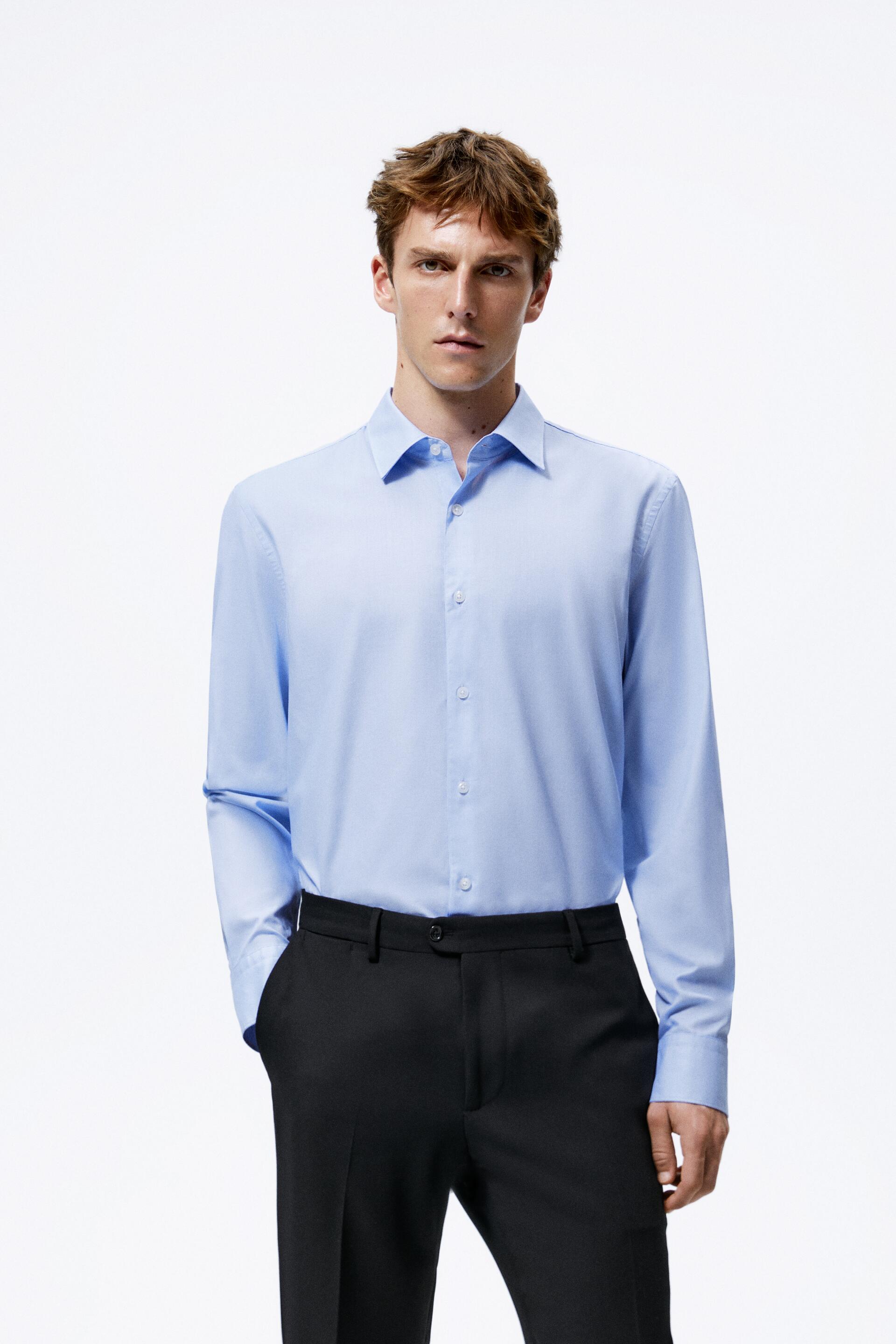 

Рубашка мужская ZARA 01434295 голубая M (доставка из-за рубежа), 01434295