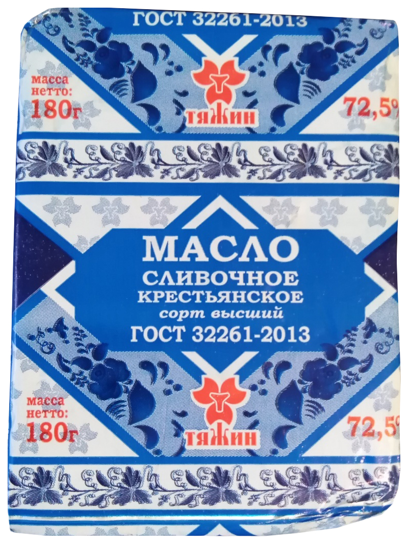 

Сливочное масло Тяжин Крестьянское 72,5% 180 г
