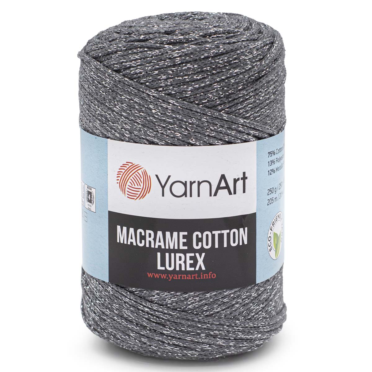 

Пряжа YarnArt Macrame cotton Lurex, 250 г, 205м хлопок, металлик 737 серебро, 4 мотка, Серебристый