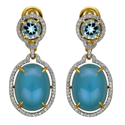 

Серьги из желтого золота с сапфиром Эстет 01С5312289-2, 01С5312289-2