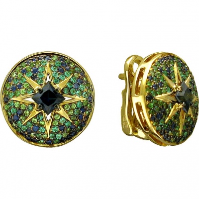

Серьги из желтого золота с изумрудом Эстет 01С5312543-1, 01С5312543-1