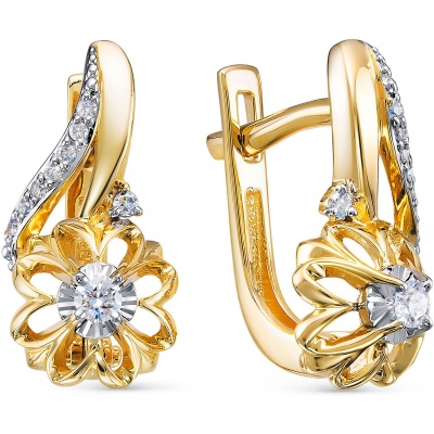 

Серьги из желтого золота с бриллиантом АЛЬКОР 24333-300, 24333-300