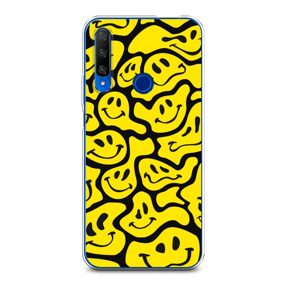 

Чехол на Huawei Honor 9X Premium "Расплывчатые смайлики желтые", Черный;желтый, 610650-6