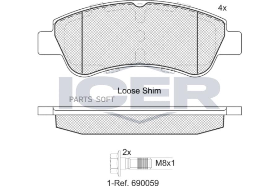 

Колодки Передние Peugeot206/307/ Berlingo/Peugeot Boxer (Зад) Icer 181388-402 Icer арт. 1