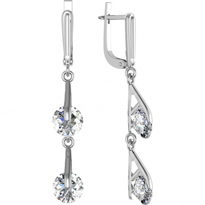 

Серьги из серебра с фианитом ПРИВОЛЖСКИЙ ЮВЕЛИР 341755-FA11, 341755-FA11