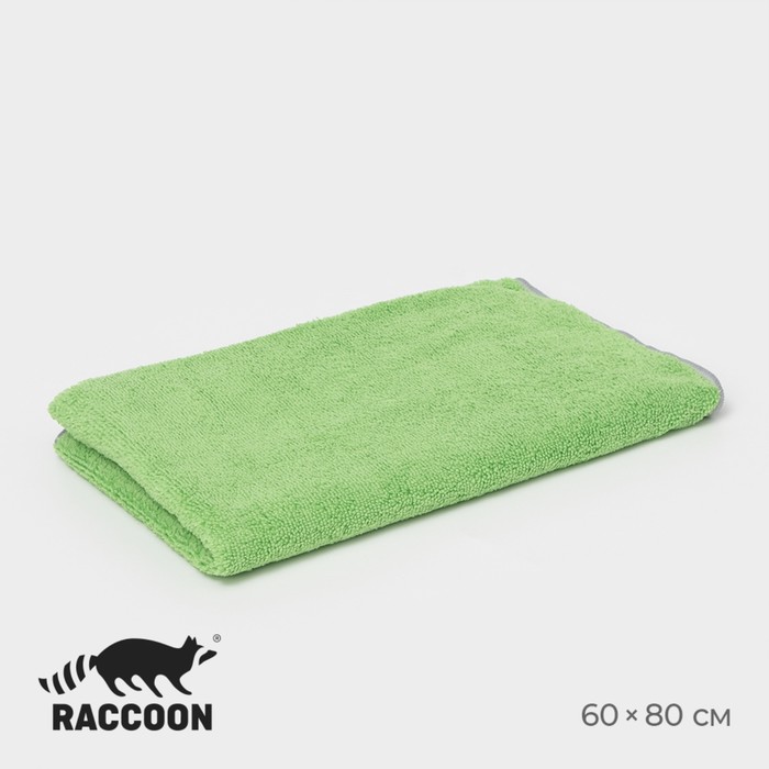 Тряпка для пола Raccoon 250 гм 6080 см микрофибра с оверлоком 1 шт зеленая 365₽