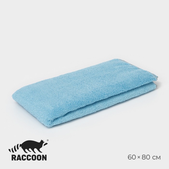 Тряпка для пола Raccoon, 250 г/м?, 60?80 см, микрофибра, с оверлоком, 1 шт, голубая 100071757854