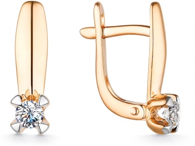 

Серьги из красного золота с бриллиантом АЛЬКОР 22645-100, 22645-100