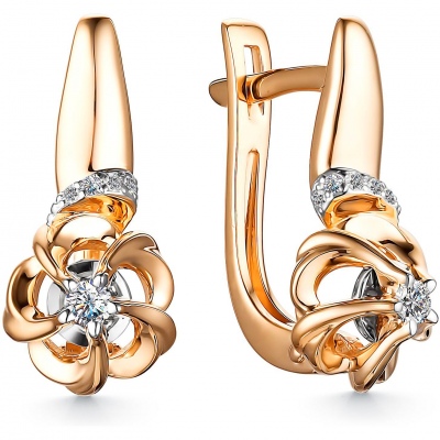 

Серьги из красного золота с бриллиантом АЛЬКОР 24332-100, 24332-100