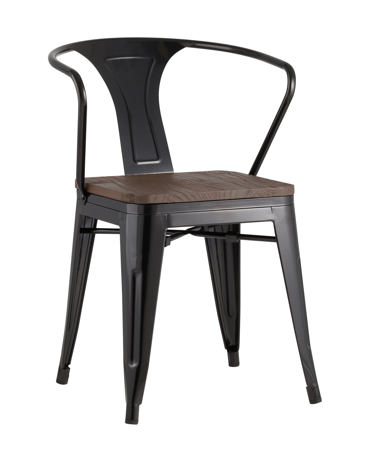 

Стул Stool Group, черный глянцевый/темное дерево, WOOD