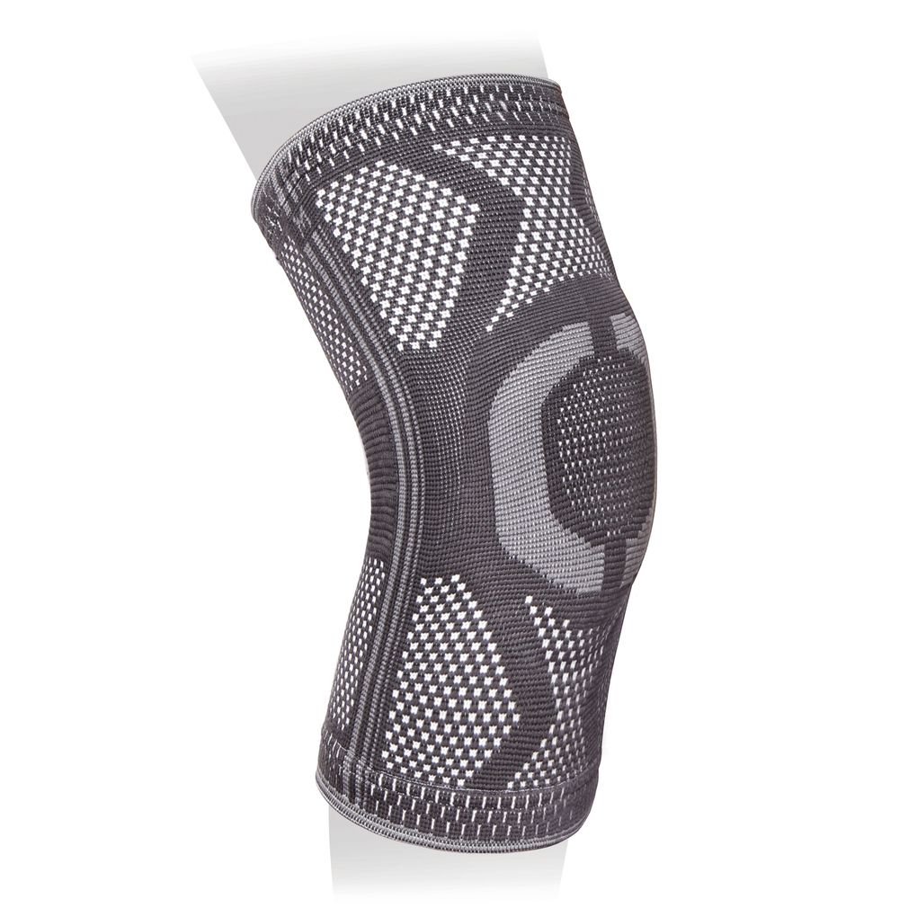 Купить Бандаж на коленный сустав с ребрами жесткости, силиконовое кольцо KS-E03 Ttoman р.XL серый, эластан