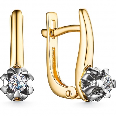 

Серьги из желтого золота с бриллиантом АЛЬКОР 24488-300, 24488-300