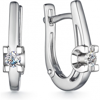 

Серьги из белого золота с бриллиантом АЛЬКОР 24296-200, 24296-200