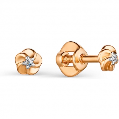 

Серьги из красного золота с бриллиантом АЛЬКОР 23865-100, 23865-100