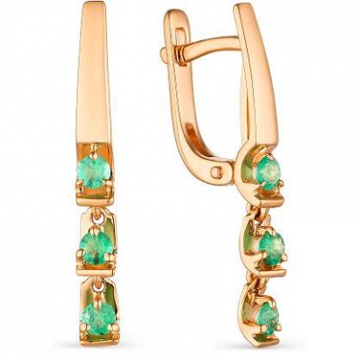 

Серьги из красного золота с изумрудом АЛЬКОР 23540-101, 23540-101