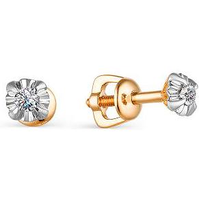 

Серьги из красного золота с бриллиантом АЛЬКОР 23607-100, 23607-100