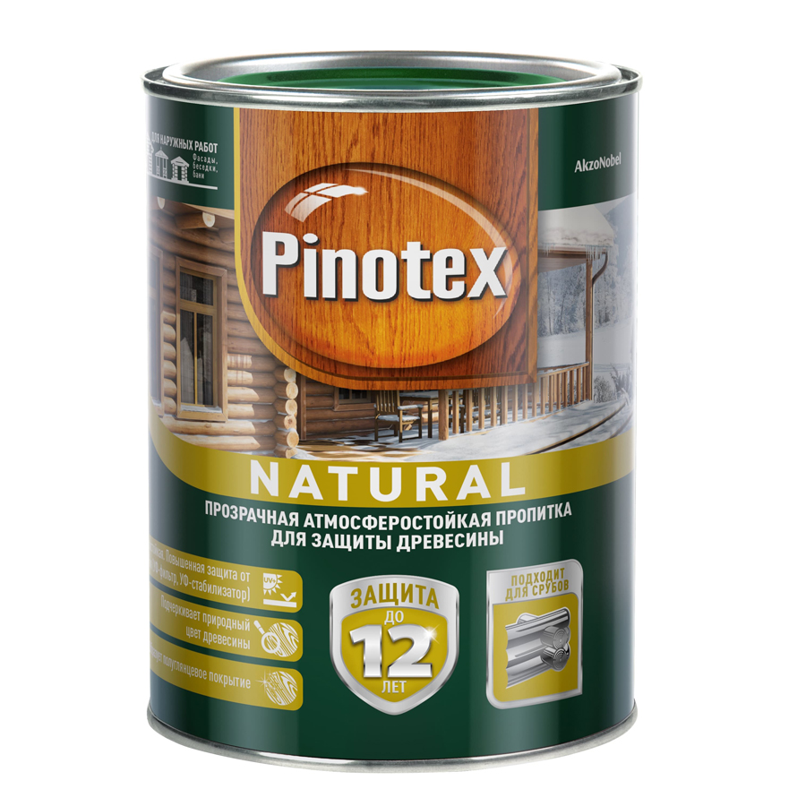 

Защитная пропитка Pinotex Natural подчеркивающая натуральный оттенок древесины 1 л
