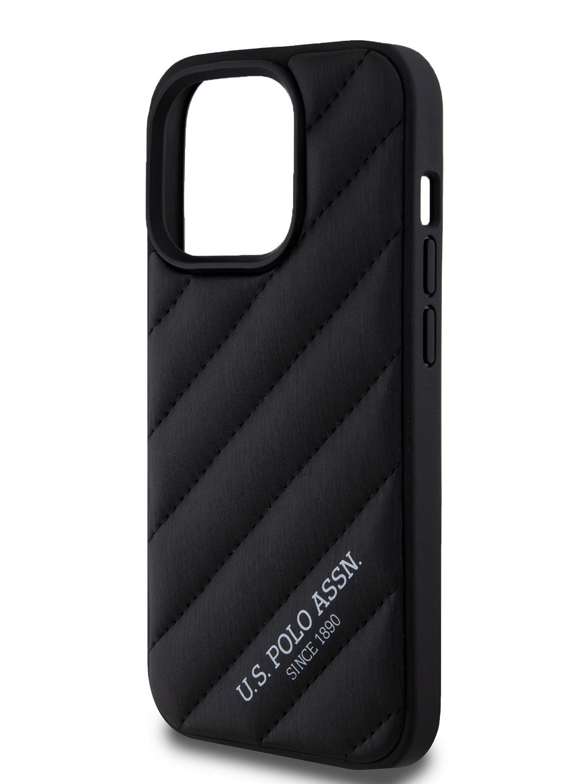 Чехол U.S. Polo для iPhone 15 Pro из экокожи Classic logo Hard Black