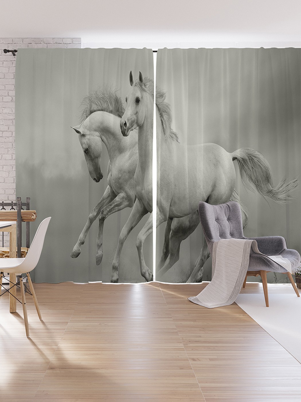 

Шторы под лён JoyArty "Лошадиный танец", серия Oxford DeLux, 340х265 см, Лошадиный танец