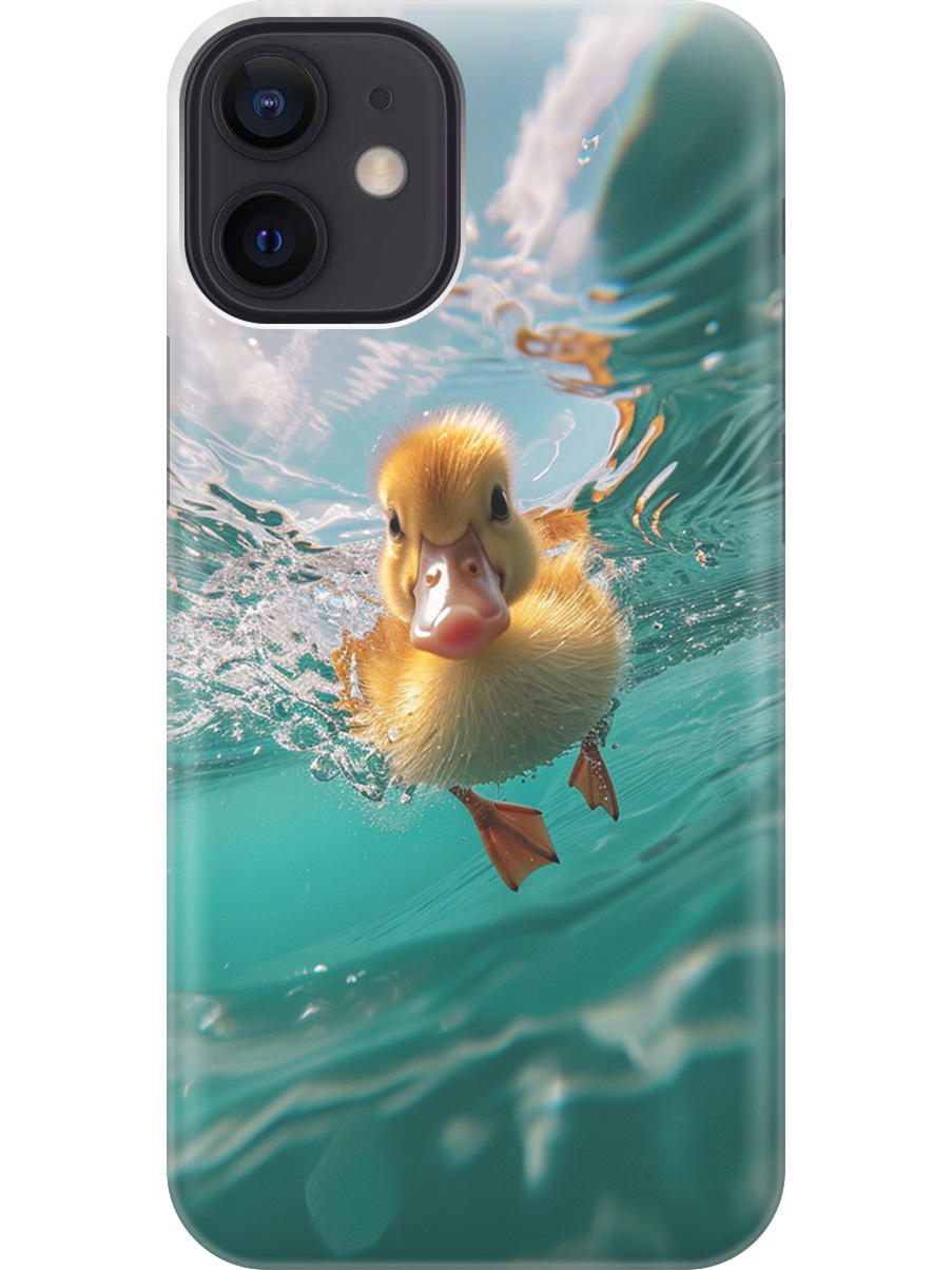 

Силиконовый чехол на Apple iPhone 12 Mini с принтом "Подводный утенок", Прозрачный;голубой;желтый, 723374012