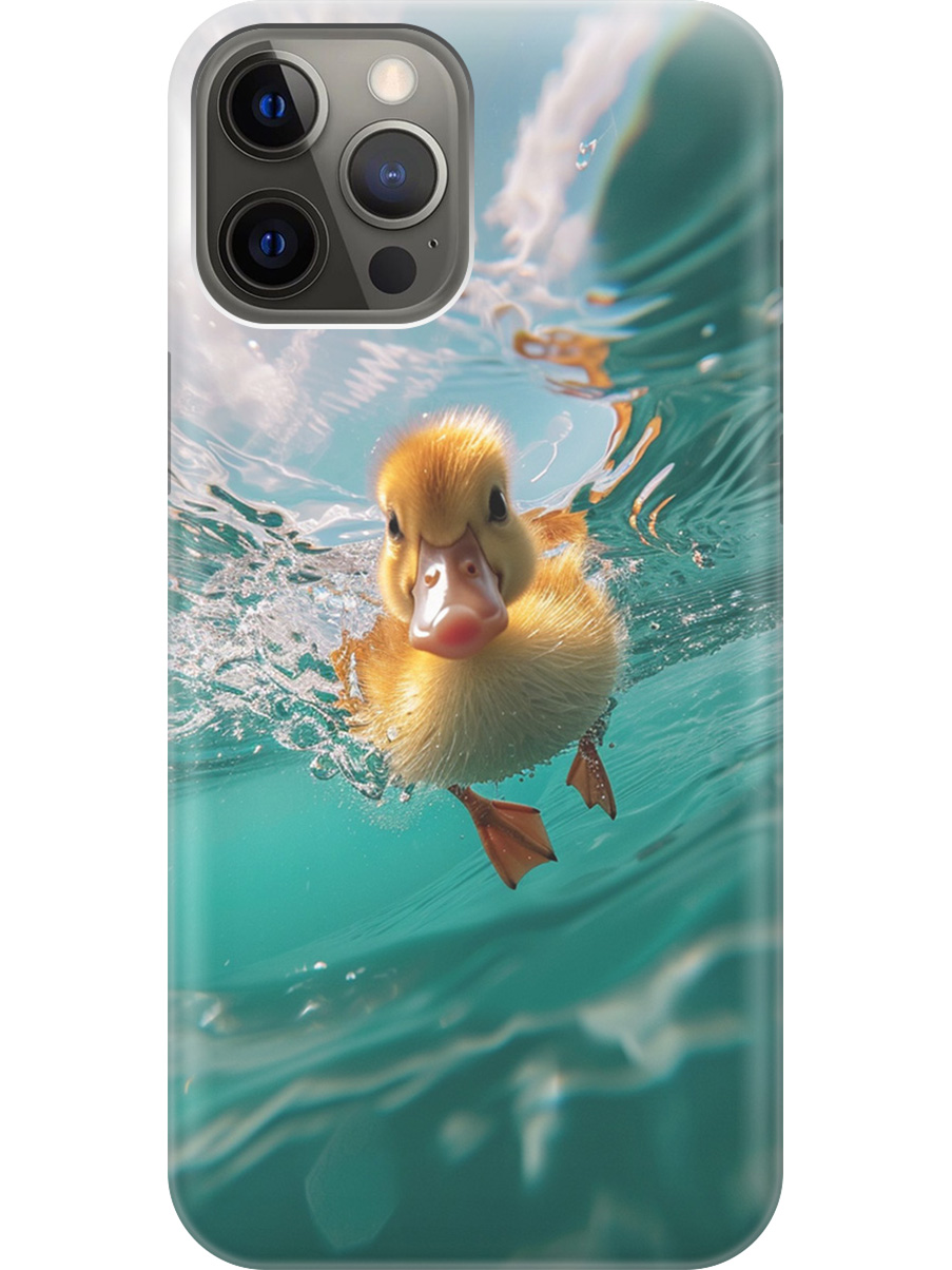 

Силиконовый чехол на Apple iPhone 12 Pro Max с принтом "Подводный утенок", Прозрачный;голубой;желтый, 723374212