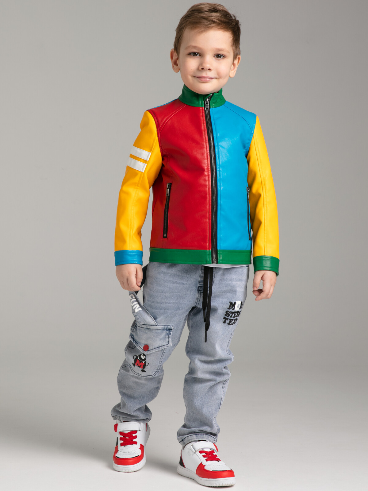 Куртка кожаная детская PlayToday Kids 12312137, разноцветный, 122