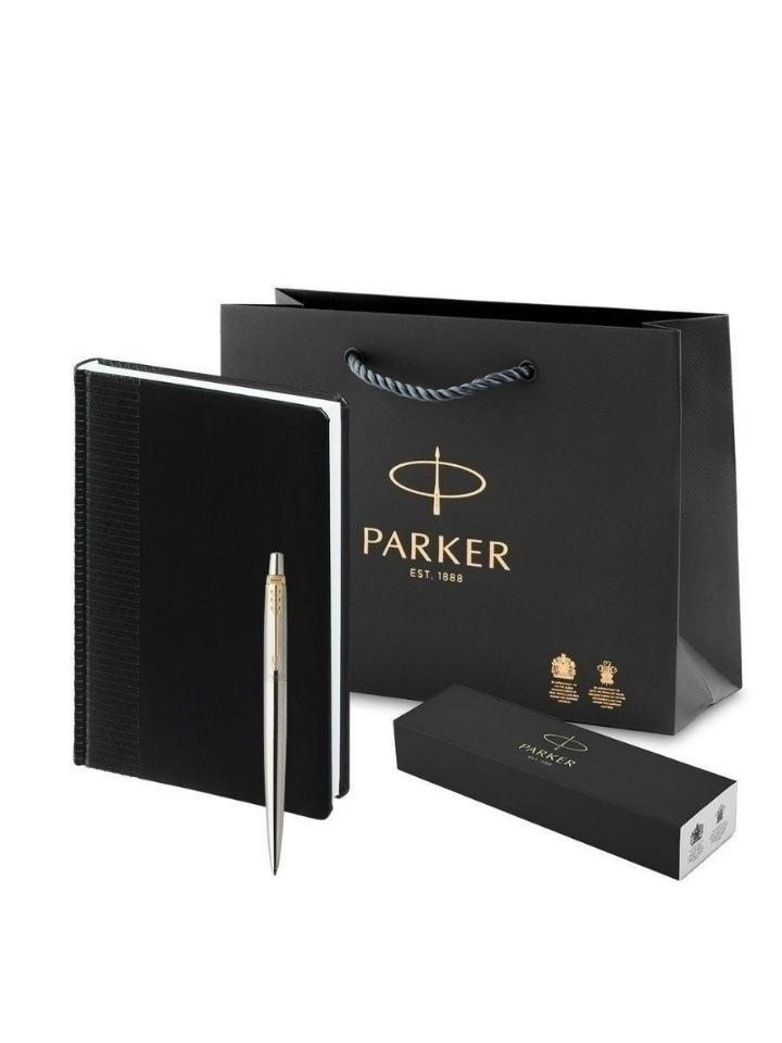 фото Набор подарочный parker jotter essential steel gt ежедневник и ручка 1953182setblackorn