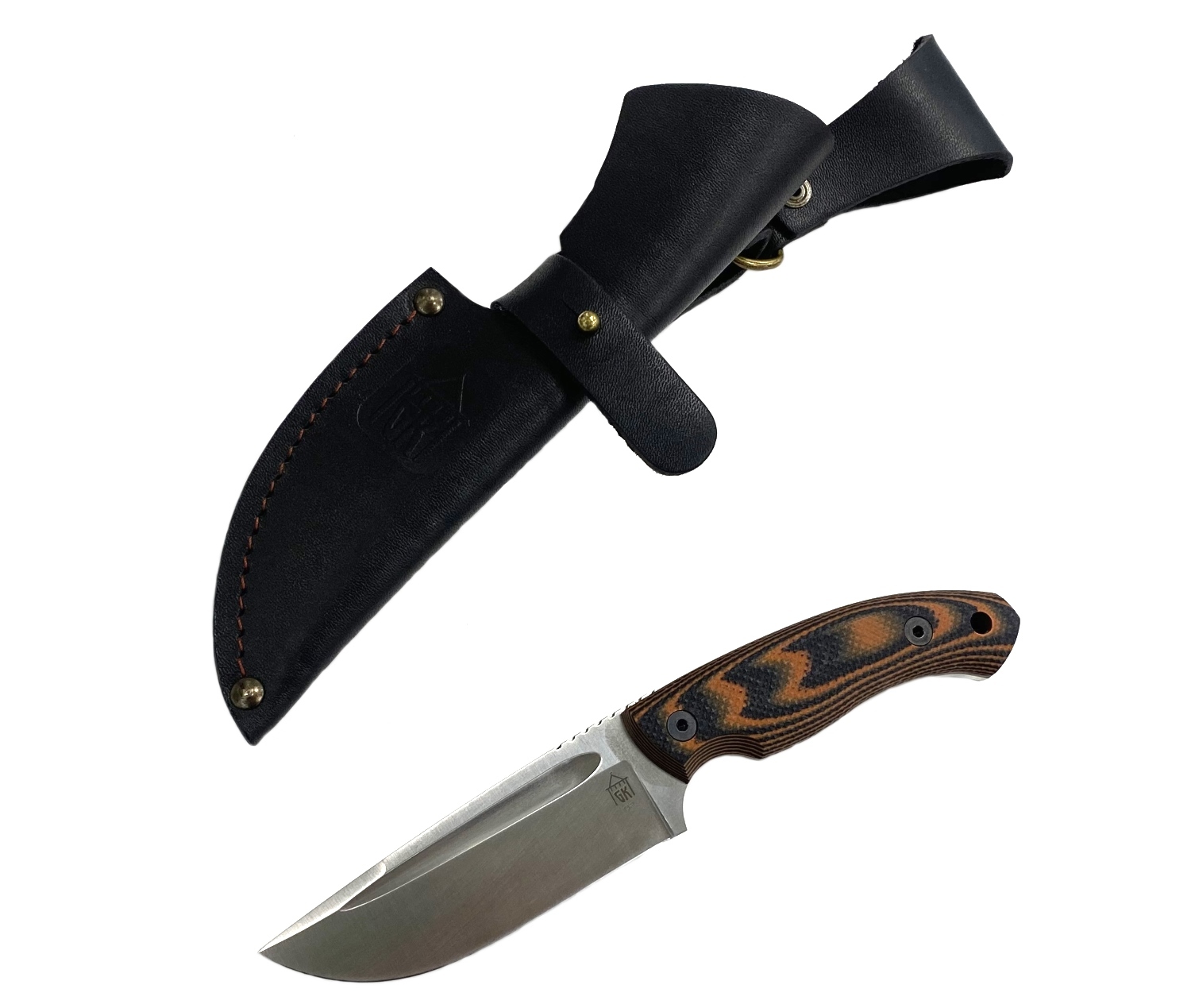 Нож Град Горький Шкуросъёмный цельнометаллический нож Райбек, D2, рукоять G10, оранжевый