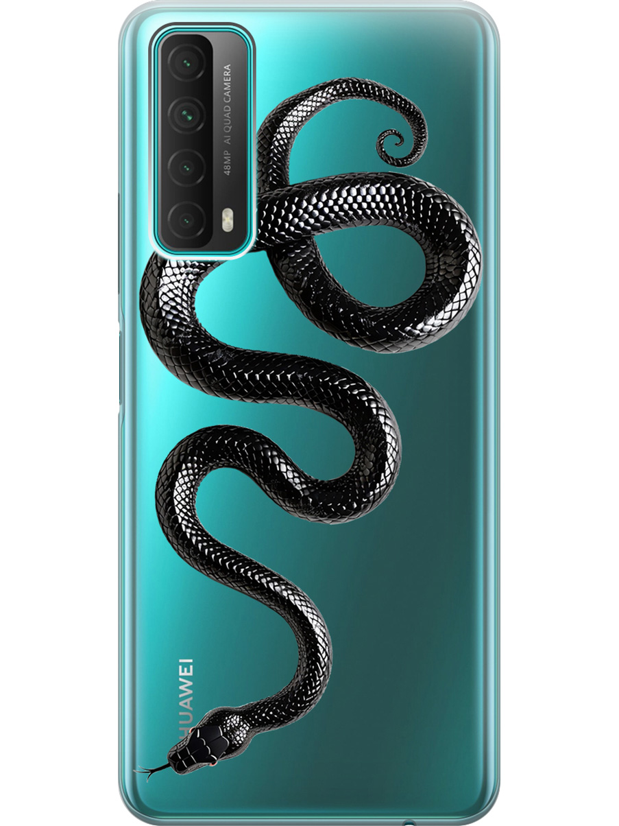 

Силиконовый чехол на Huawei P Smart (2021) с принтом "Черная мамба", Прозрачный;черный, 723603013