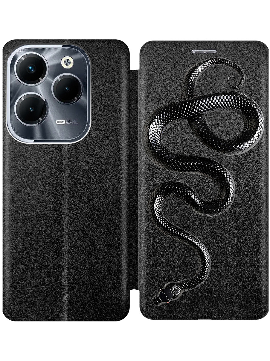 

Чехол-книжка на Infinix Hot 40 / Hot 40 Pro с принтом "Черная мамба" черный, 778679213