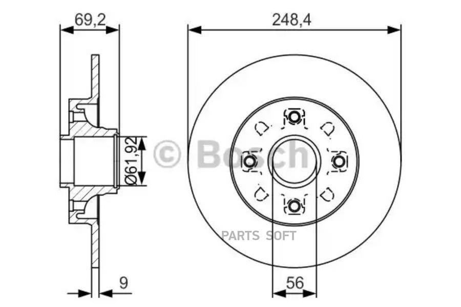 

Тормозной диск Bosch комплект 1 шт. 0986479S43
