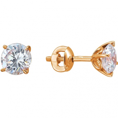 

Серьги из красного золота с фианитом Эстет 01С1110886, 01С1110886