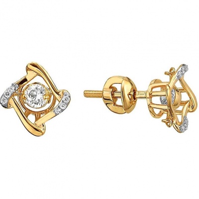 

Серьги из желтого золота с фианитом Эстет 01С1311854Р, 01С1311854Р