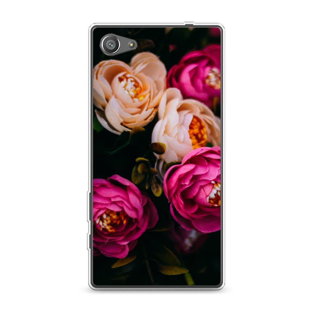 фото Силиконовый чехол "розовые пионы на черном" на sony xperia z5 compact awog