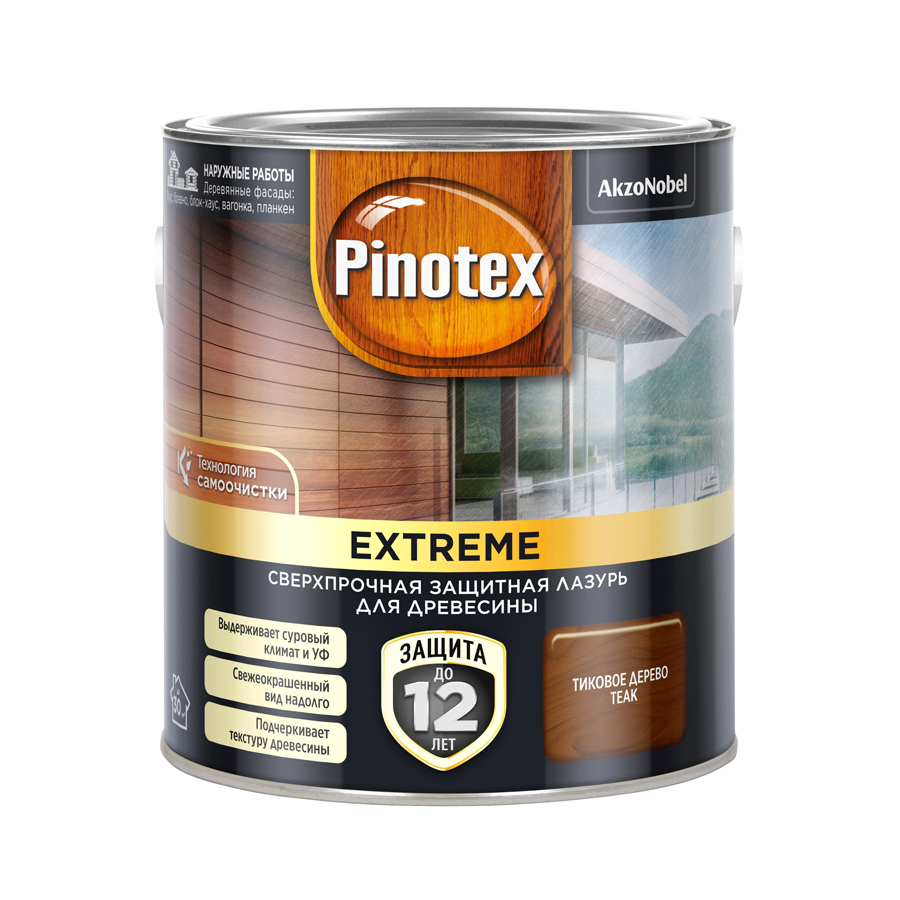 

Защитная лазурь Pinotex Extreme сверхпрочная с эффектом самоочистки тик 2,5 л