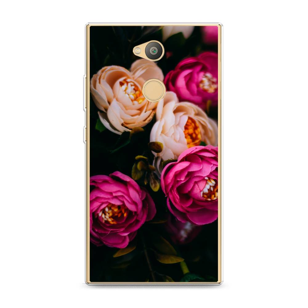 Силиконовый чехол "Розовые пионы на черном" на Sony Xperia L2
