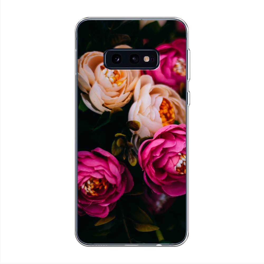 фото Силиконовый чехол "розовые пионы на черном" на samsung galaxy s10e awog