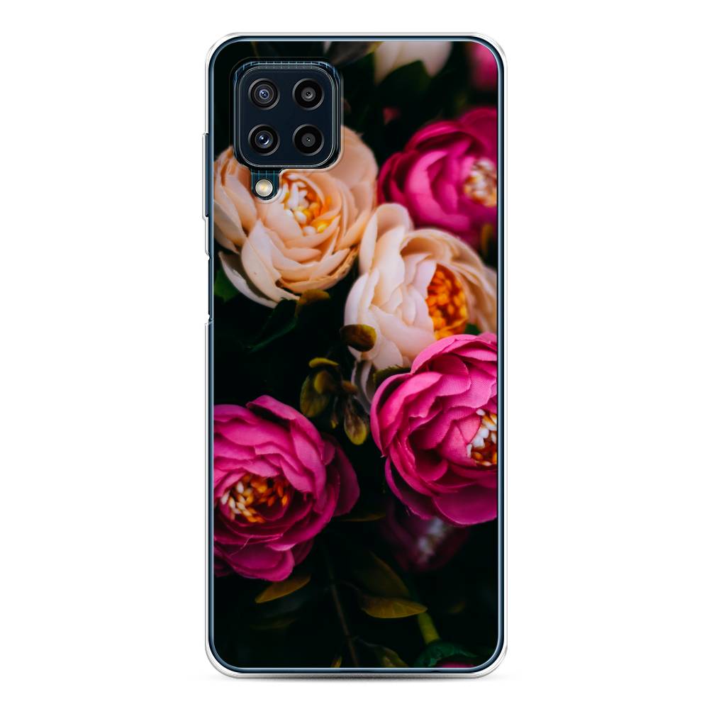 фото Силиконовый чехол "розовые пионы на черном" на samsung galaxy m32 awog