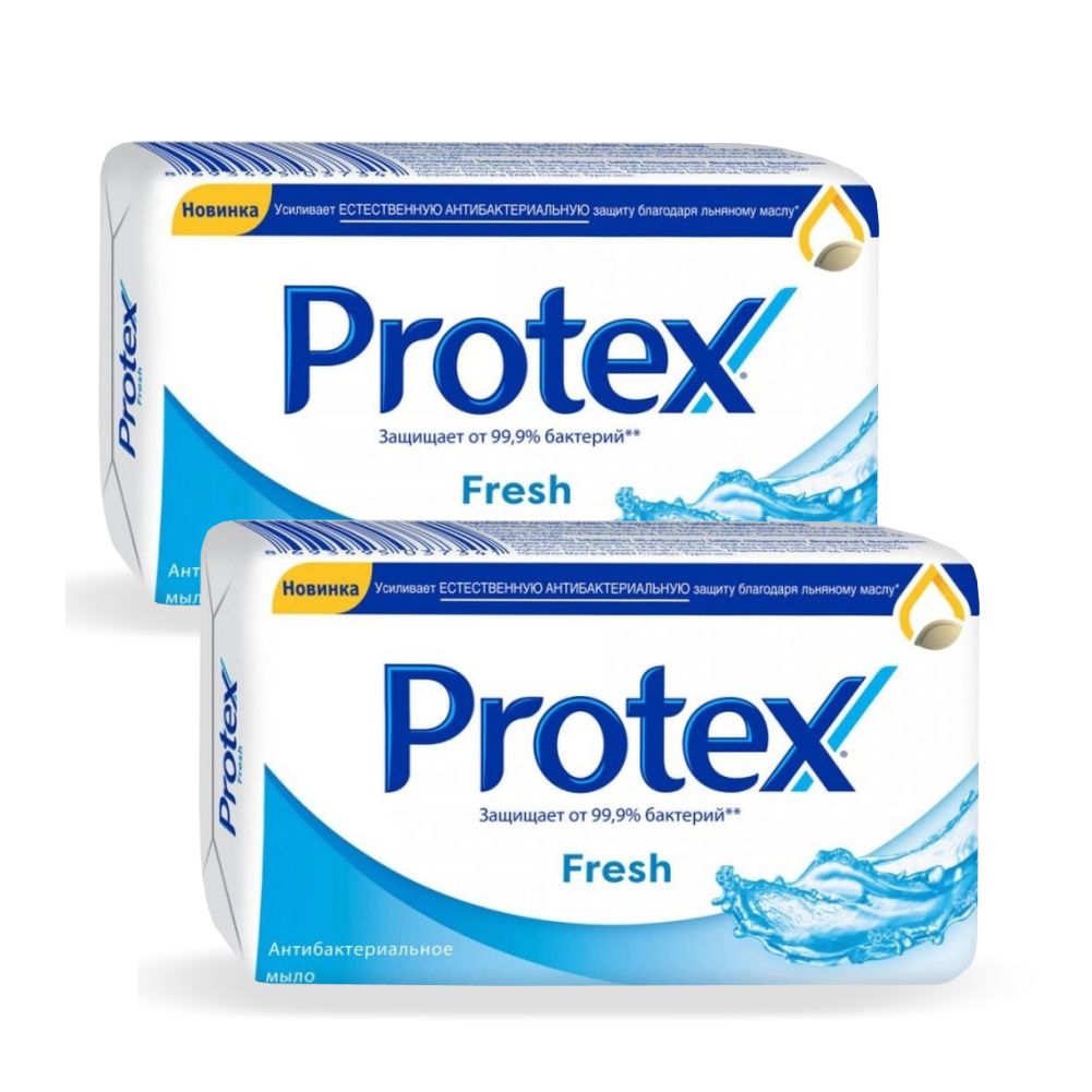 Комплект Антибактериальное туалетное мыло Protex Fresh 90 г х 2 шт жидкое мыло protex herbal антибактериальное 300мл