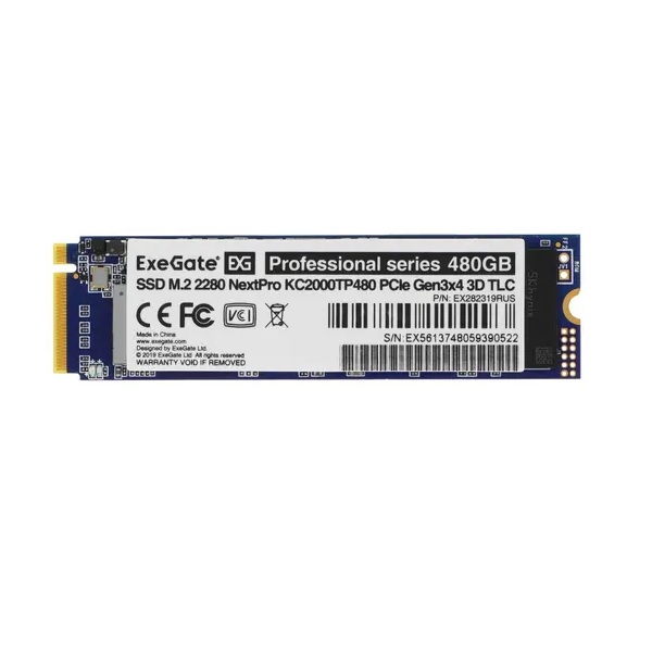 

SSD накопитель ExeGate NextPro M.2 2280 480 ГБ (KC2000TP480), NextPro