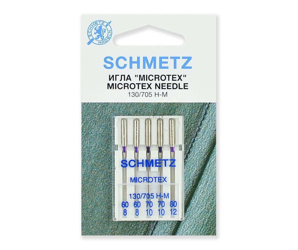 

Иглы Schmetz микротекс № 60(2), 70(2), 80, 5 шт.