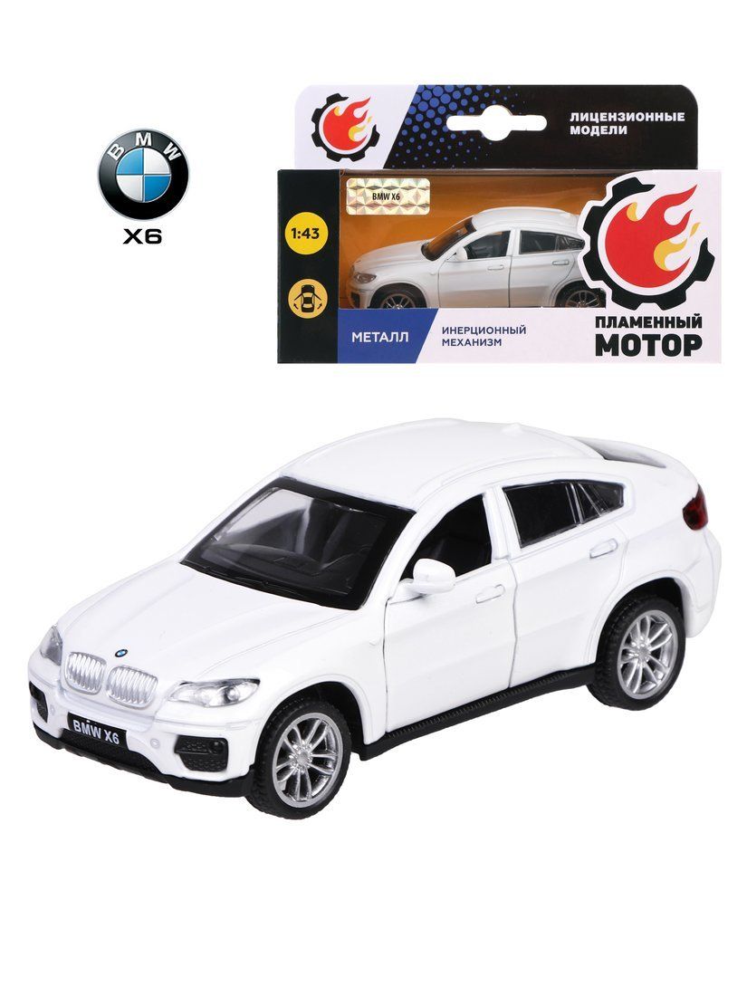 Машина мет. 1:43 BMW X6, откр.двери, белый, 12см модель maserati granturismo mc stradale 1 32 инерц свет звук откр двери 53105 71362