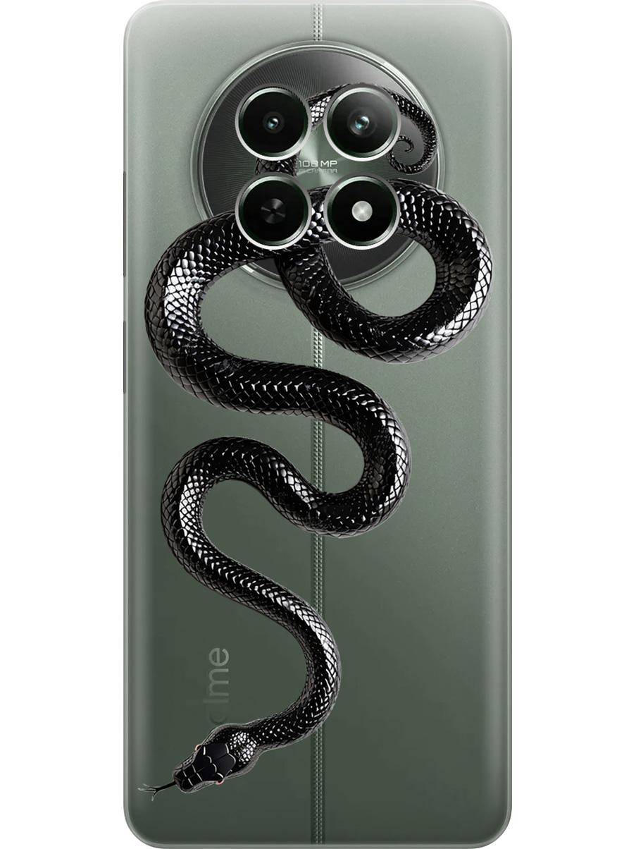 

Силиконовый чехол на Realme 12 5g с принтом "Черная мамба", Прозрачный;черный, 783982613