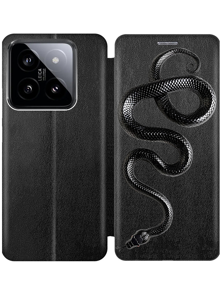 

Чехол-книжка на Xiaomi 14 Pro с принтом "Черная мамба" черный, 777771013