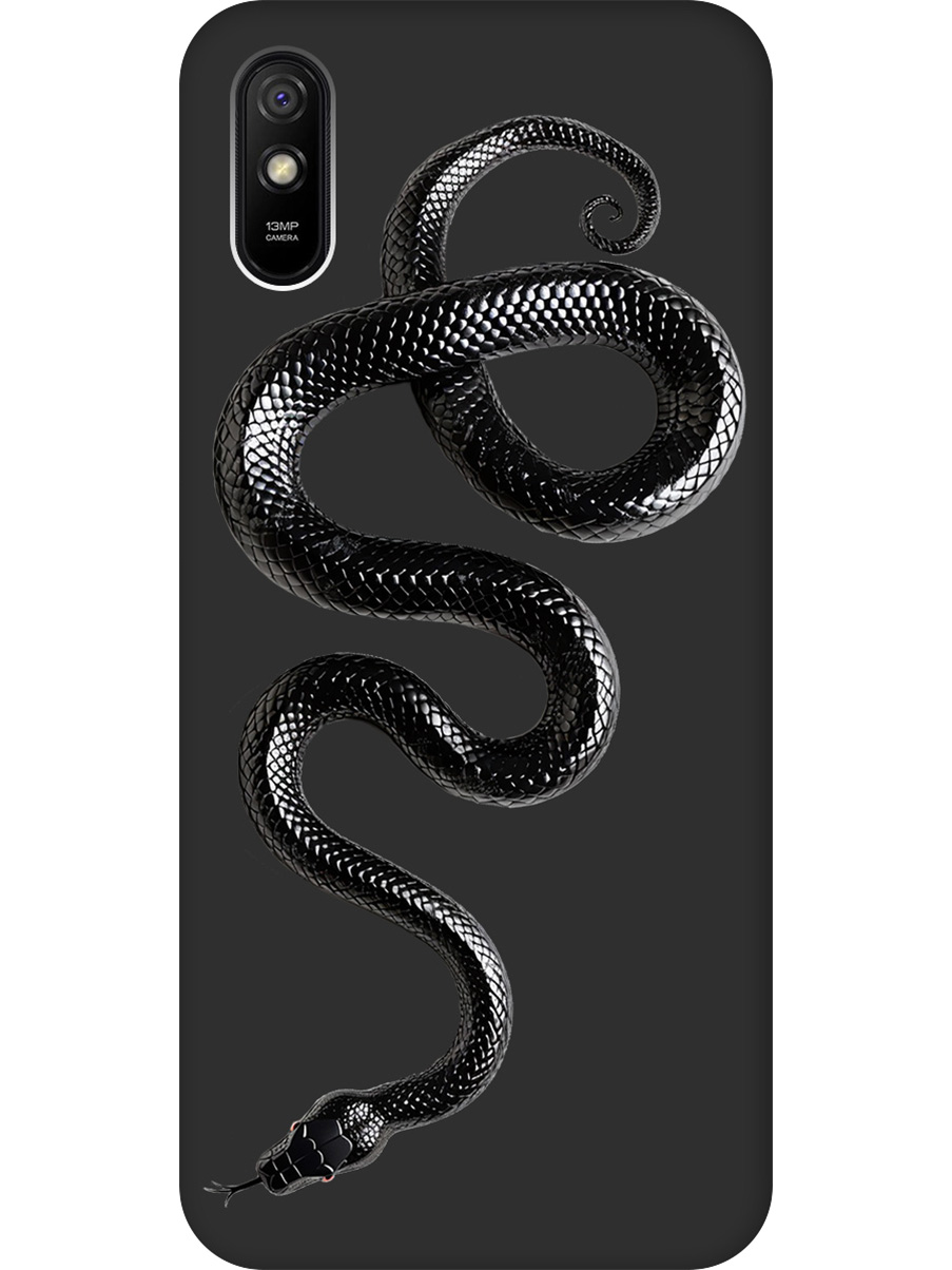 

Силиконовый чехол на Xiaomi Redmi 9A с принтом "Черная мамба" матовый черный, 723276913