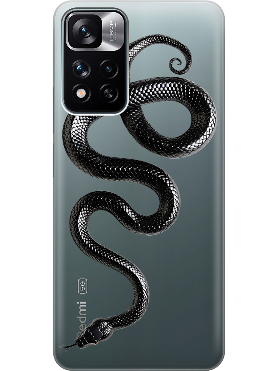

Силиконовый чехол на Xiaomi Redmi Note 11 Pro+ 5G / Xiaomi 11i с принтом "Черная мамба", Прозрачный;черный, 741736413