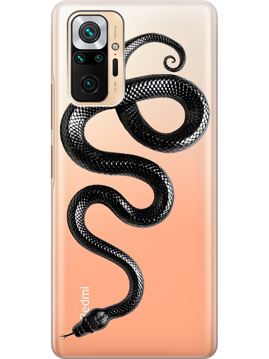 

Силиконовый чехол на Xiaomi Redmi Note 10 Pro с принтом "Черная мамба", Прозрачный;черный, 725168113