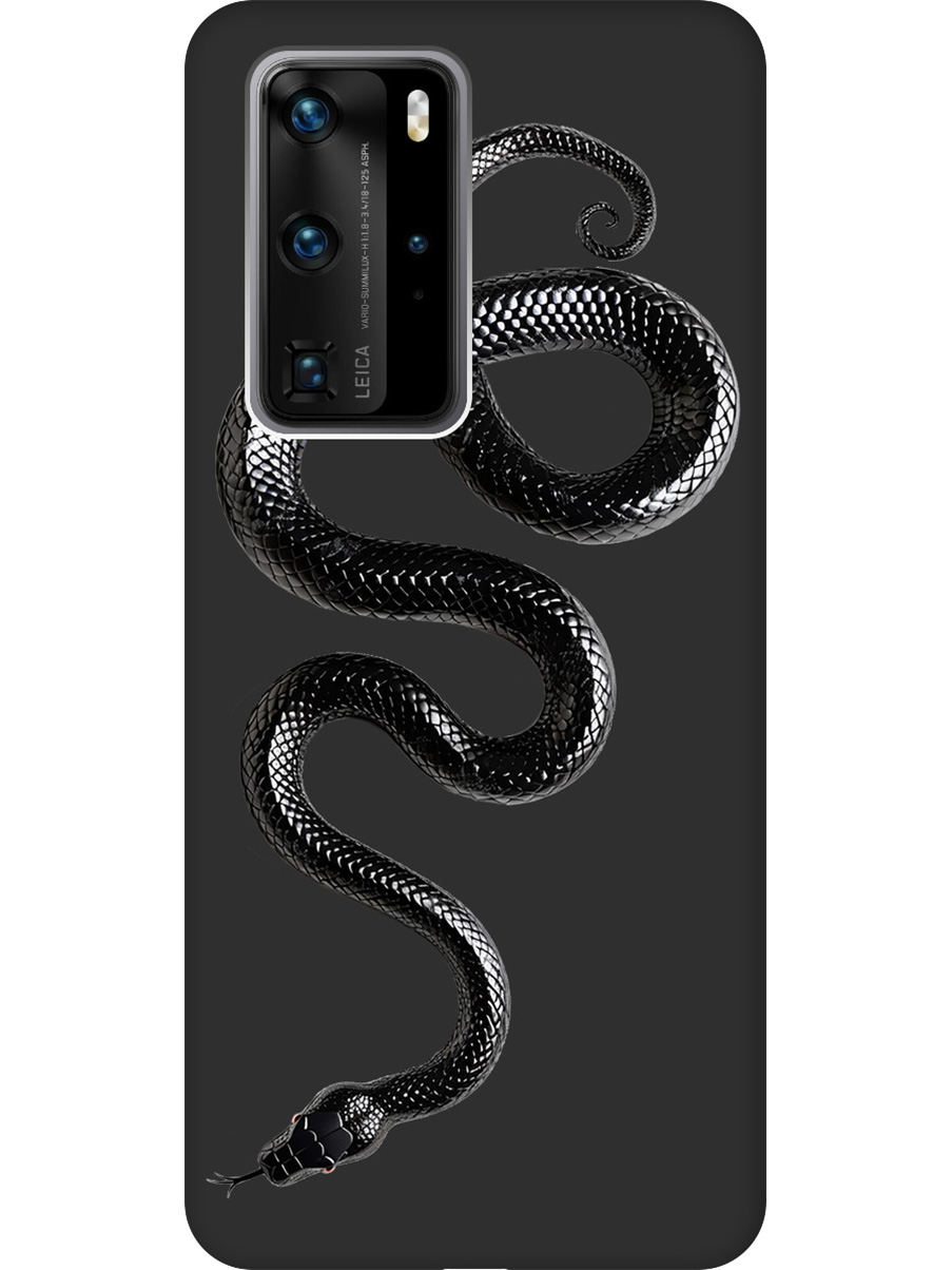 

Силиконовый чехол на Huawei P40 Pro с принтом "Черная мамба" матовый черный, 722839213
