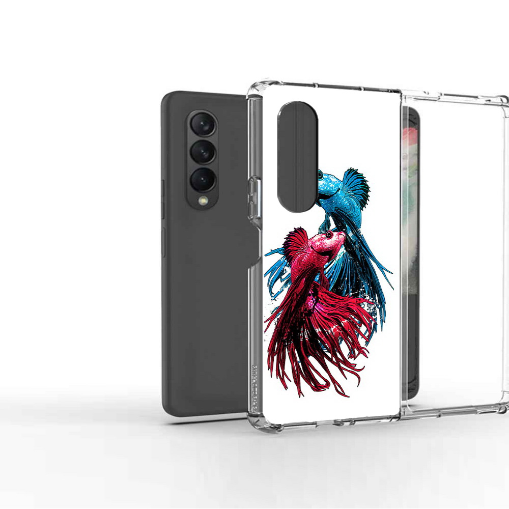 

Чехол MyPads Tocco для Samsung Galaxy Z Fold 3 рыбы петушки, Прозрачный, Tocco