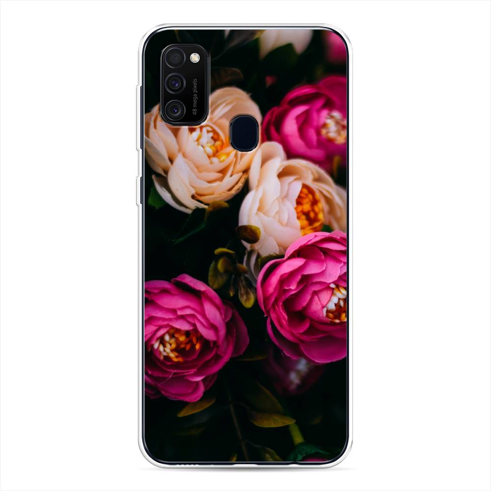 

Чехол Awog на Samsung Galaxy M30s/M21 "Розовые пионы на черном", Разноцветный, 29850-8